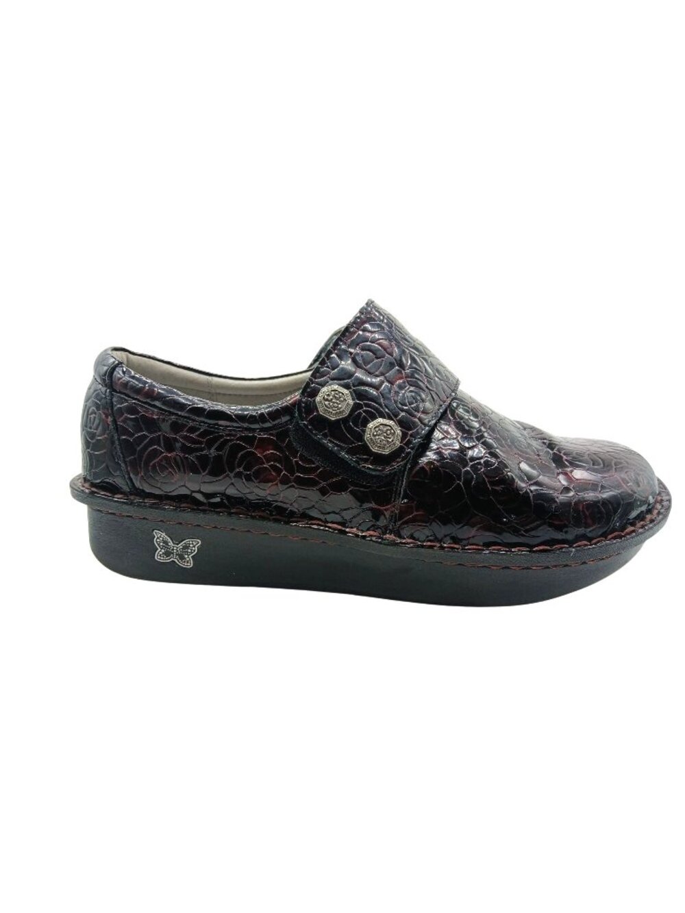 Alegria Womens Deliah Red Winery Floral Leather Slip On Shoes Size 42 EU 11.5